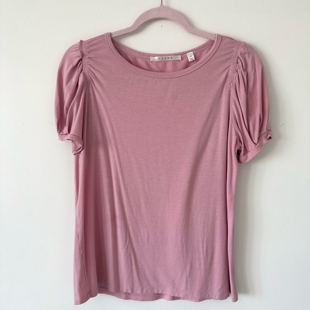 Pink Puff Sleeve Women's Top